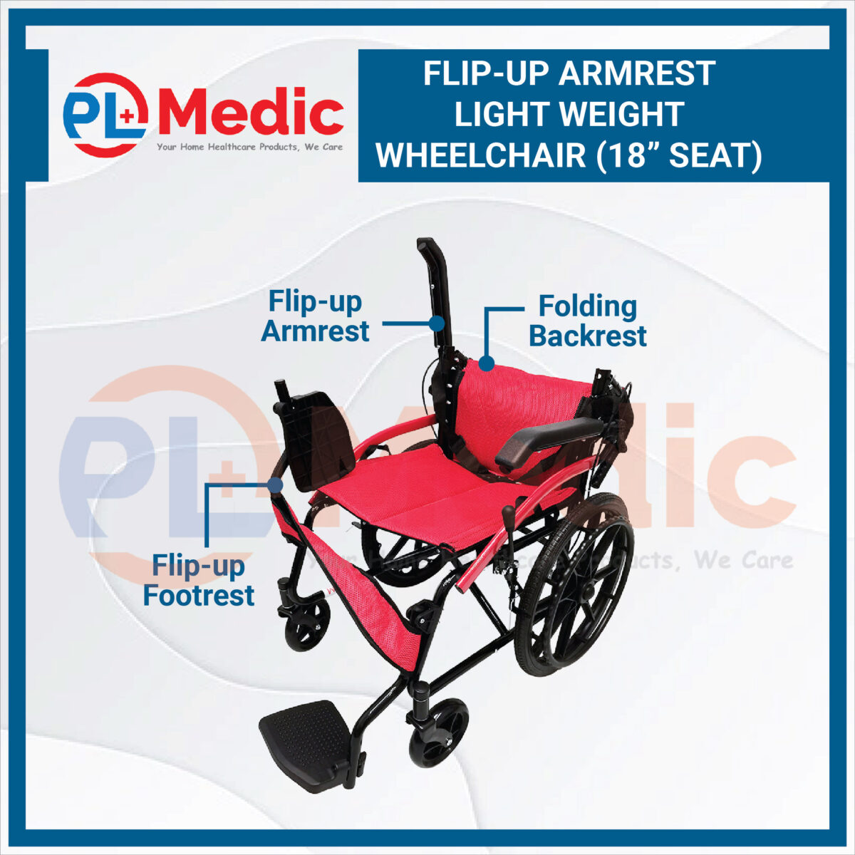 Flip-up Armrest Light Weight Wheelchair PL Science Medic